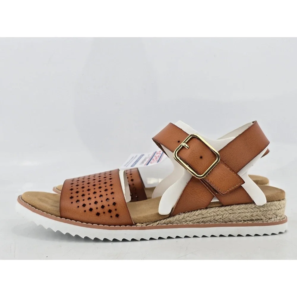 Skechers Bobs Desert Kiss Sandals Womens 9.5 Luggage Brown Perforated -New